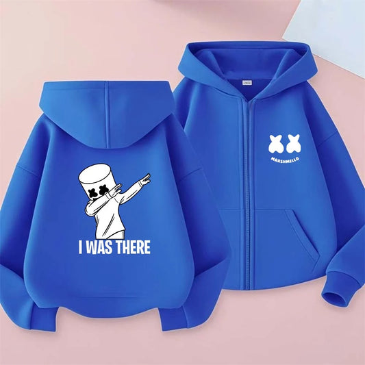 DJ Marshmello Print Kids Spring Autumn Pullover Zipper Hooded Sweatshirts 2-13 Years Boys Girls Fashion Casual Top Clothing