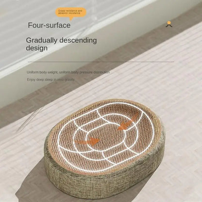 2in1 Cat Scratching Board Protect Furniture Grinding Claw Toys Oval Sisal weaving Wear-resistant Cat Nest Cat Accessories