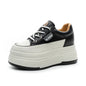 9cm 3 inch comfortable platform sneakers for women Genuine Leather Women Vulcanized Shoes Platform High Heels Casual Shoes 2026