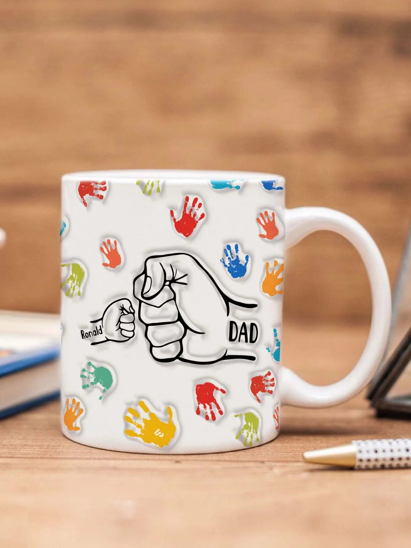 Personalized Dad Mug for Father's Day Custom Name Coffee Cup with 3D Text Effect Custom Name Coffee Cup Gift for Daddy Grandpa