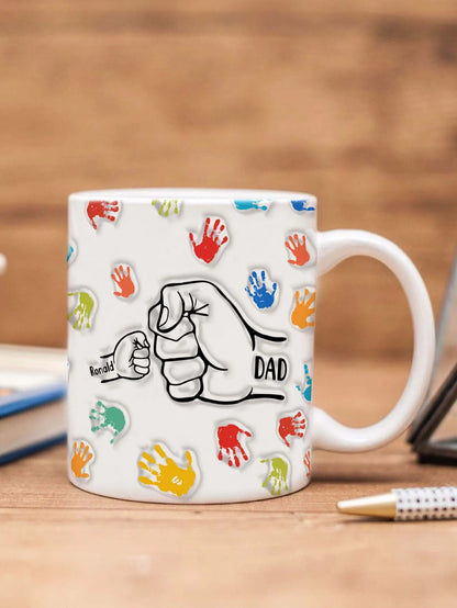 Personalized Dad Mug for Father's Day Custom Name Coffee Cup with 3D Text Effect Custom Name Coffee Cup Gift for Daddy Grandpa