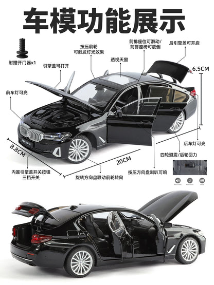 BMW 530 1:24 Scale Diecast car Model Toy with Sound & Light Pull Back Gift collectible ornaments