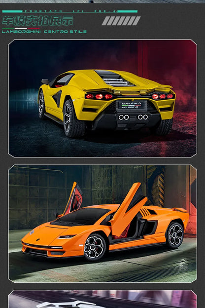 Lamborghini Countach LPI 800-4 Simulation1:24  Diecast Metal Alloy Model car Sound Light Pull Back CollectionToy Gifts