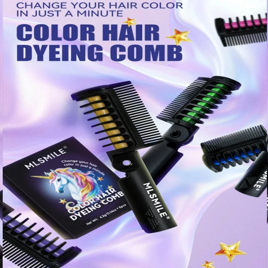 Disposable Hair Color Brush Washable Temporary Dye Comb No Loss Folding Styling Stick For Home DIY Colorful