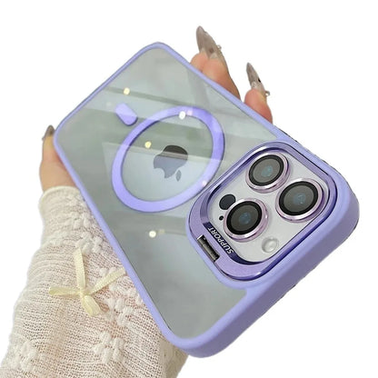 Luxury Magnetic Ring Stand Case For Magsafe For iPhone 17 16 15 14 Plus 13 12 Pro Max Wireless Charge Case With Lens Protector