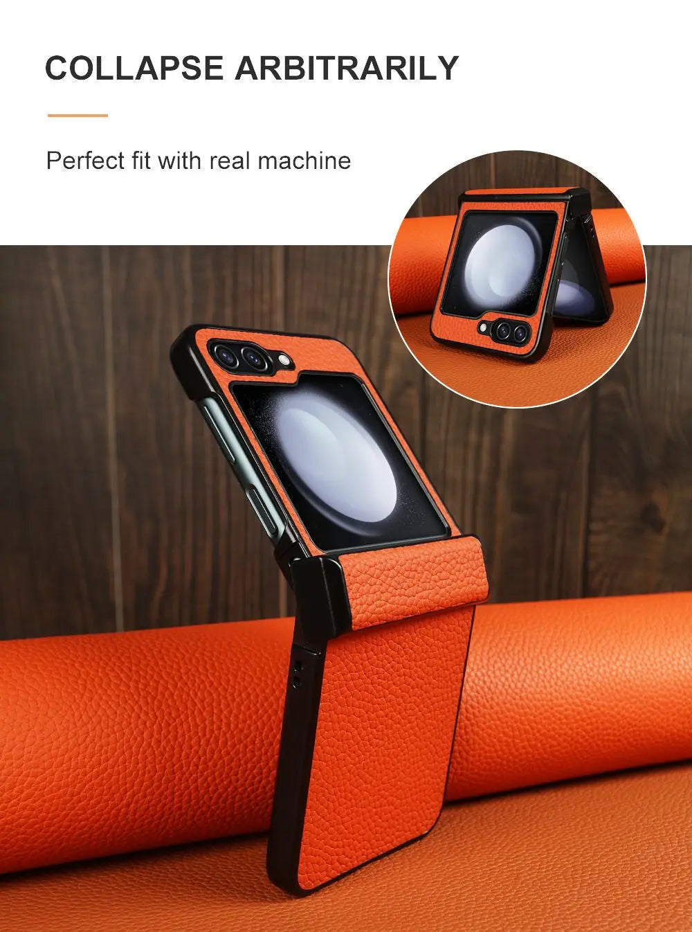Luxury Hand Crafted Genuine Leather Case For Samsung Galaxy Z flip5 Phone Cover Galaxy Z Flip 3 flip4  Back Shell Coque Capa