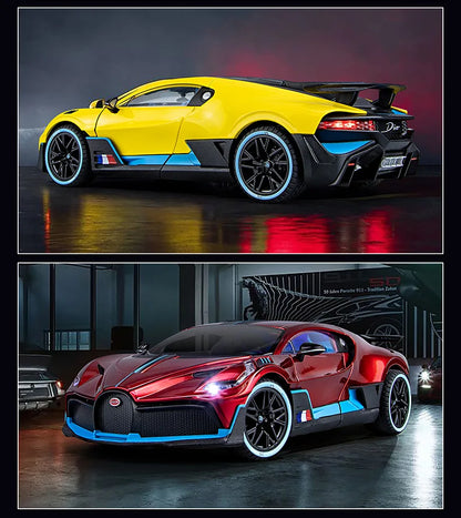 Large Size 1/18 Bugatti DIVO Alloy Sports Car Model Diecasts Metal Toy Vehicles Car Model Simulation Sound Light Gifts