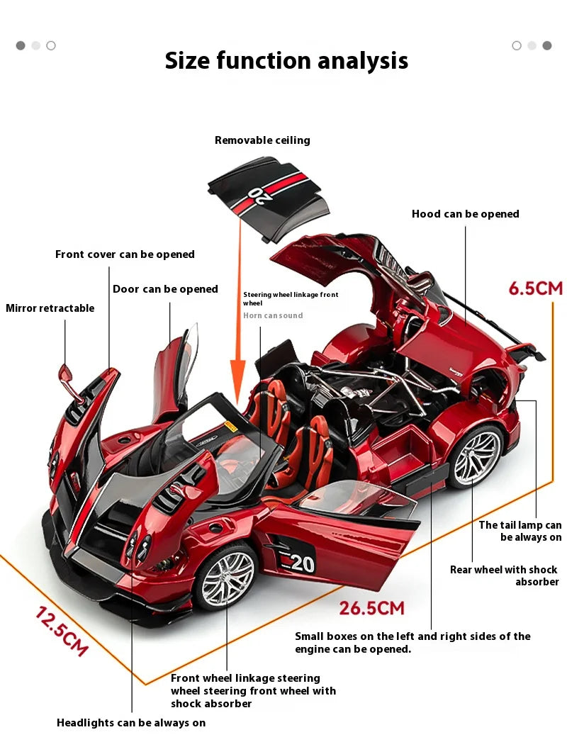 Cool alloy sports 1:18 car model, simulated interior details, cool lighting and sound effects, exquisite desktop ornaments