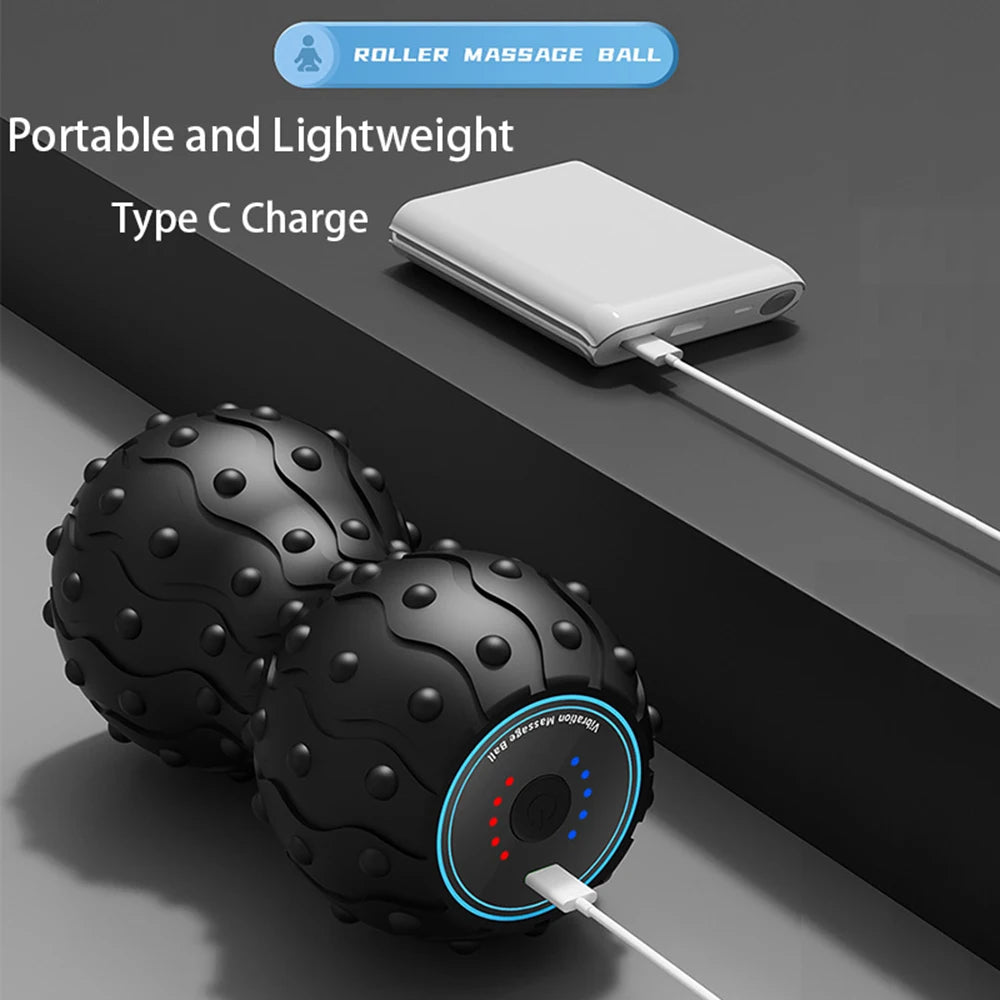 Rechargeable 5 Gears Vibrating Massage Ball Portable Peanut Massager Vibrating Foam Roller For Fitness Mobility Yoga Relaxation