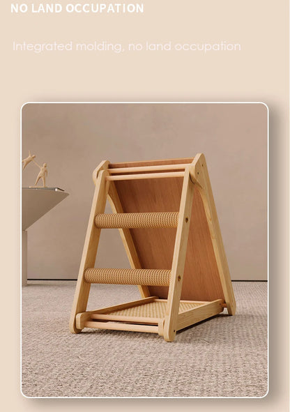 Wooden Cat Scratcher Cat Scratching Post Sisal Wear-resistant Cats Kitten Scratching Grinding Paws Toys Furniture Protector