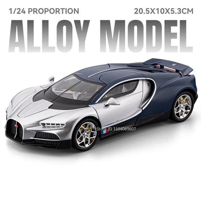 Bugatti Tourbillon, Nissan Skyline GTR, Model Sports 1:24 Car Alloy Diecast Sound Light Doors Opened Shock Absorption Ornament Supercar Toys Gift