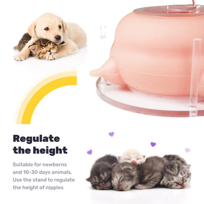 Benepaw Newborn Pet Milk Feeder For Multiple Puppies Kittens 4 Nipples Puppy Milk Feeding Bowl With Stand Nursing Station 200ml
