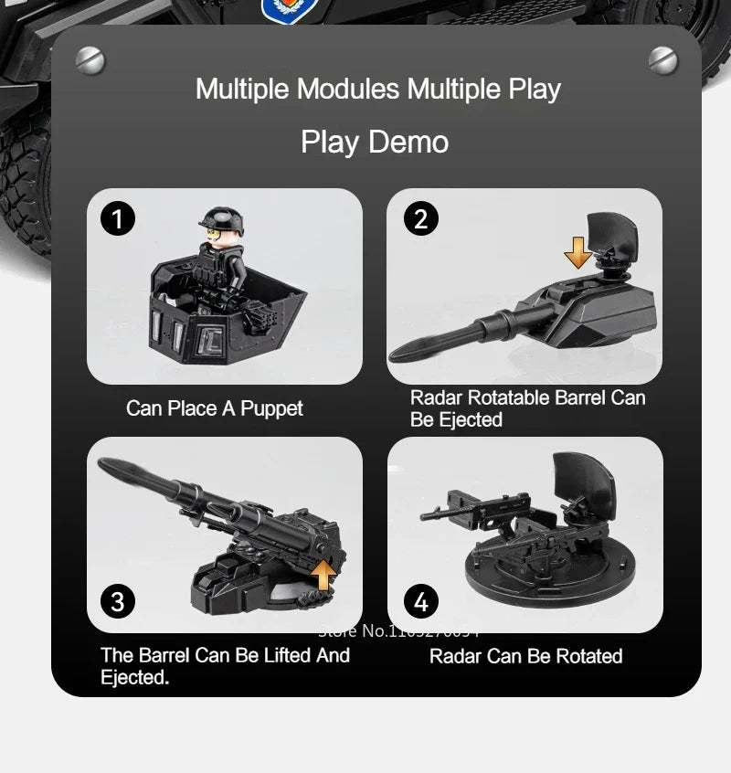 Swordtooth Tiger Police Car scale 1/24 Toy Model Alloy Diecast Explosion Proof Vehicles Door Opened Sound Light Pull Back Decoration Gift