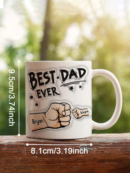 Personalized Dad Mug for Father's Day Custom Name Coffee Cup with 3D Text Effect Custom Name Coffee Cup Gift for Daddy Grandpa