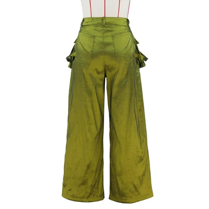 Solid Color Multi-pocket Loose Pants Women High Street Wide Leg Pants Straight High-waisted Oversized Y2K Trousers Pantalones