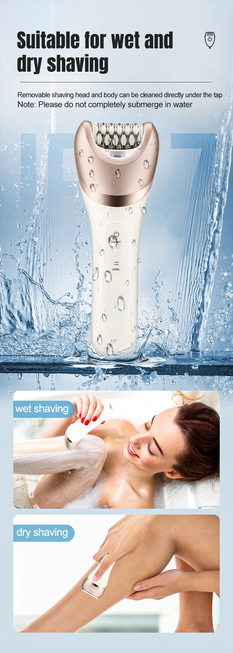 IRUIBEAUTY 703 Electric Women Epilator Shaver Leg Body Hair Removal Lip Chin Depilatory Lady Bikini Trimmer Facial Hair Remover