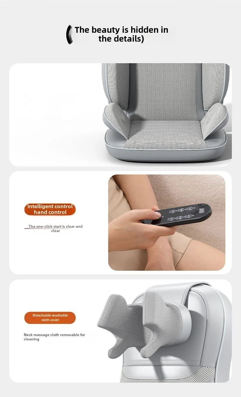 5 Vibrations Waist Hips Electric Back Massager Cervical Massage Chair Seat Cushion for Body Shiatsu Heated Kneading Relaxarion