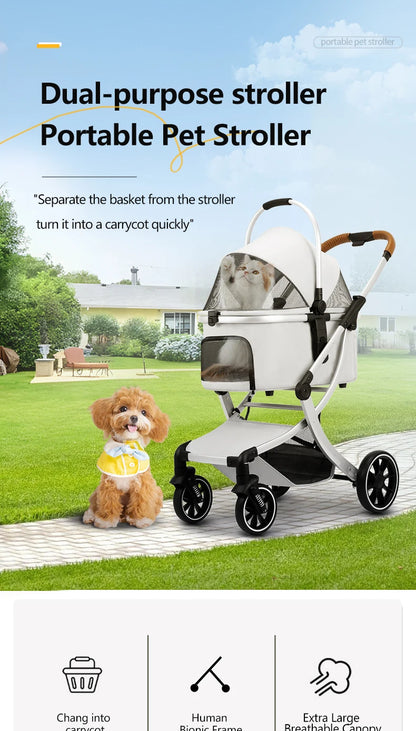 STLFFactory Price Foldable Pet Stroller with Shock Absorbers and Mesh Windows for Cats and Dogs