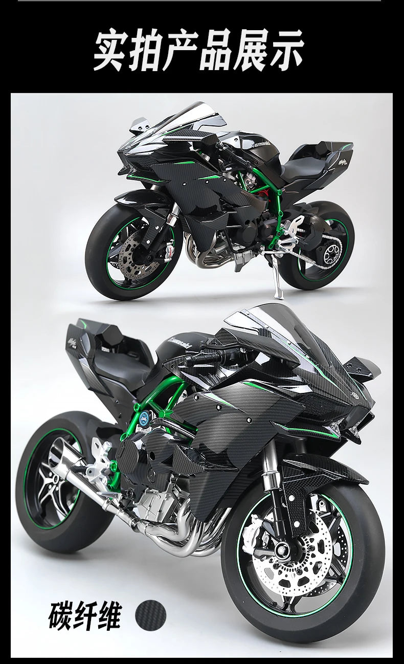 Spray 1:6 Kawasaki Racing Ninja 500 H2R Motorcycle Simulation Sound Light  Fast And Furious Collection Model car Gift