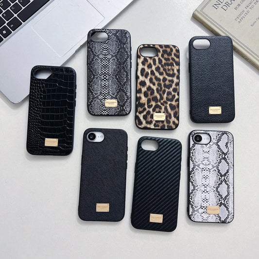 Luxury Leopard Snake leather Anti-Fall Case protectio for iPhone 16 15 13 12 11 14 17 Pro Max Plus 17 Air XS XR shockproof Cover