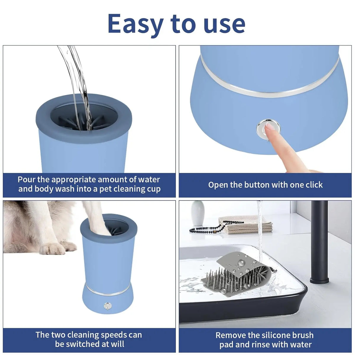 Portable Dog Paw Washer Automatic Cleaner Electric Massager USB Rechargeable for Small To Medium Dogs Cats Paw Cleaner Massager