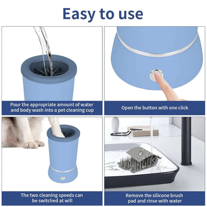 Portable Dog Paw Washer Automatic Cleaner Electric Massager USB Rechargeable for Small To Medium Dogs Cats Paw Cleaner Massager