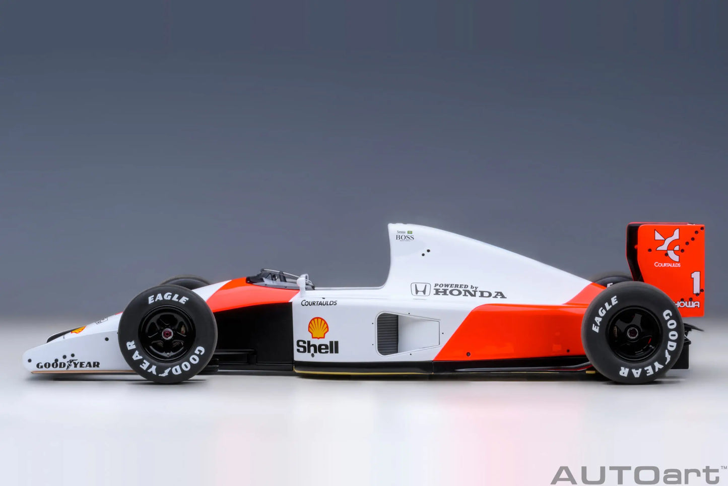 AUTOART New 1/18  Honda MP4/6 1991 #1 (with McLaren logo)  Car model  Send to a friend  Personal collection Static ornament