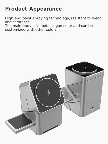 Qi2 3 in 1 Magsafe Wireless Chargers Station for iPhone & Samsung Magnetic Charging Dock for Apple Watch Charger