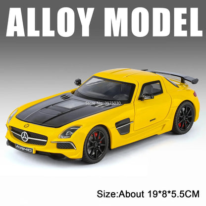 Benz SLS 1:24 Model Car Alloy Diecasting Wheel Steering Miniature Vehicles with Light Music Model Car Gifts