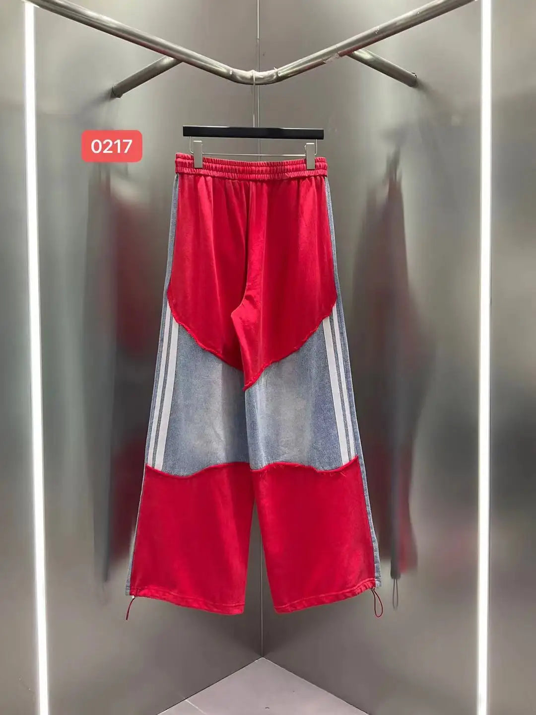 European Casual Suit Women's 2026 Spring and Summer New Letter-printed Trousers Denim Splicing Ripped Short-sleeved Top