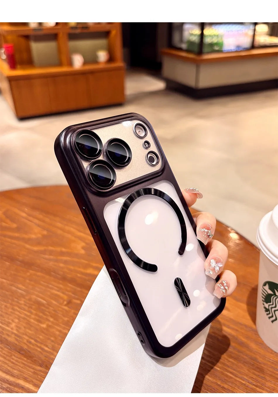 Luxury Matte for Magsafe Soft Plating Clear Case for iPhone 17 Pro Max 17Pro Magnetic Transparent Camera Protector Soft Cover