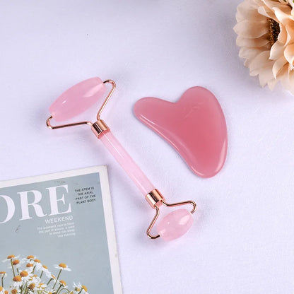 Premium Jade Roller and Gua Sha Set for Facial Beauty - Resin Massager for Face, Eyes, Neck - Reduce Fine Lines and Wrinkles