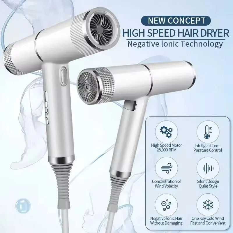Professional High-Power Ionic Portable Hair Dryer Blue Light Fast Drying New Concept for Hotels Metal Material Hot Sale