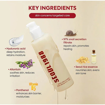 Seoul 1988 Retinal Liposome Face Cream,Snail Mucin Essence Rice Moisturizing Soothing Toner,Retinol Eye Serum,Korean Skincare