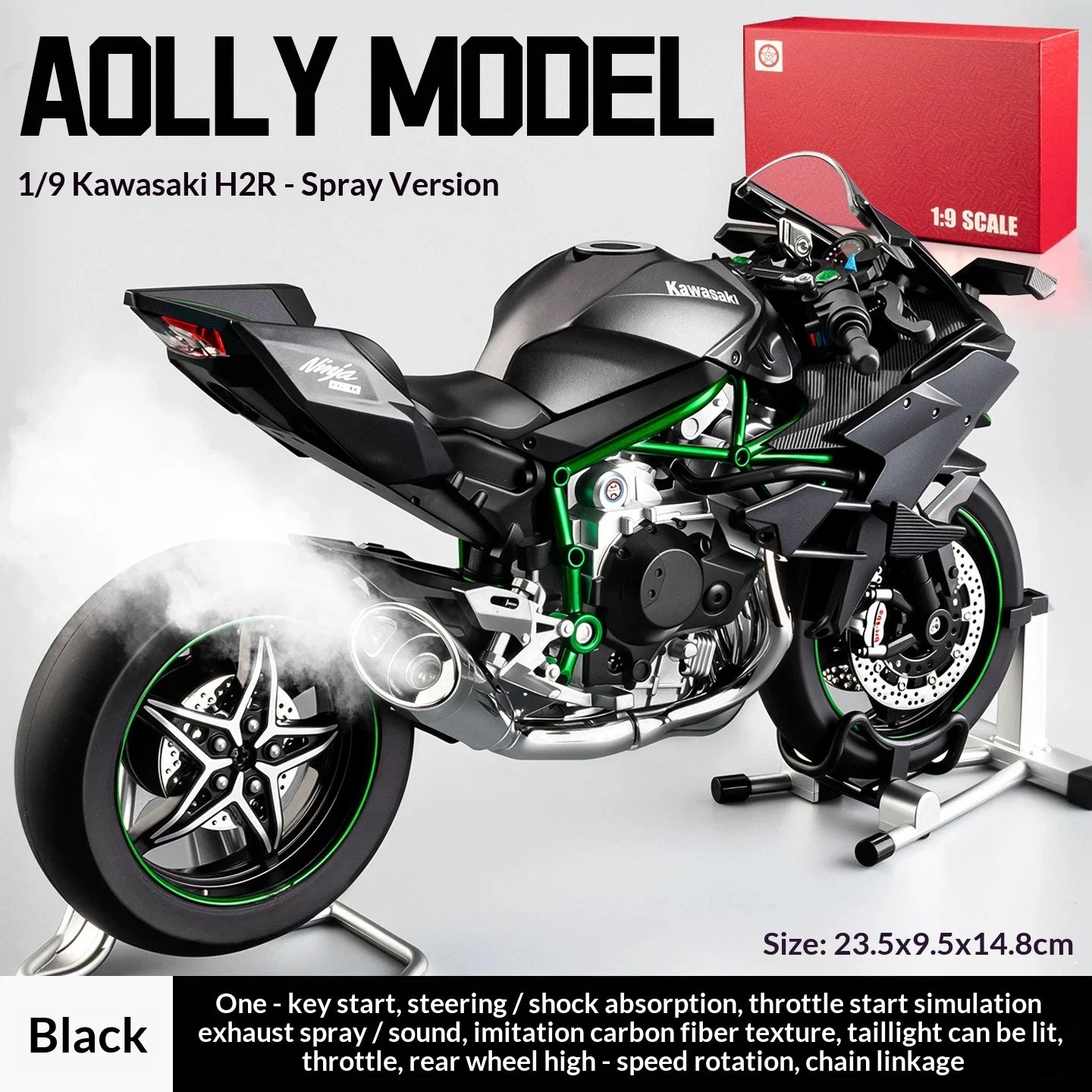 Kawasaki H2R motorcycle scale 1:9  model alloy simulation motorcycle model hand-made ornaments gift
