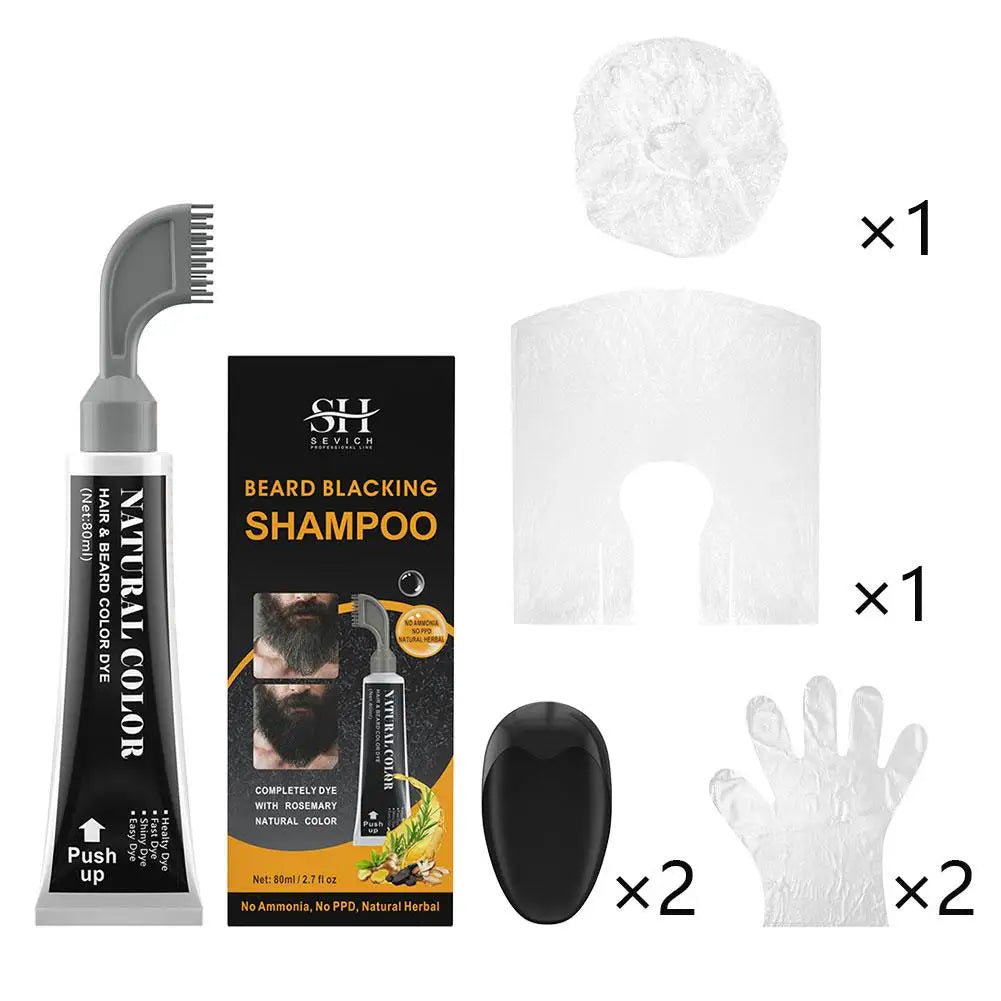 Men's Hair & Beard Dye For Gray Hair Coverage Plant Extract Coloring Shampoo Natural Black Fruit Hair Dye Cream & Root Touch Up