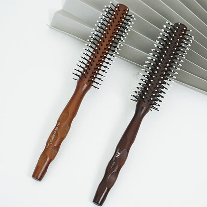 Hair Round Comb Natural Wood Handle Round Barrel Hair Comb For Thin Or Short Hair Men Women Use Anti Static Brush Styling Tools