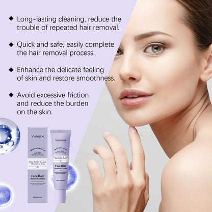 Viareline Aloe Vera Facial Hair Removal Cream Lasting Soothing Growth Inhibitor Good Smell For Women Man Body Remove Hair Creams