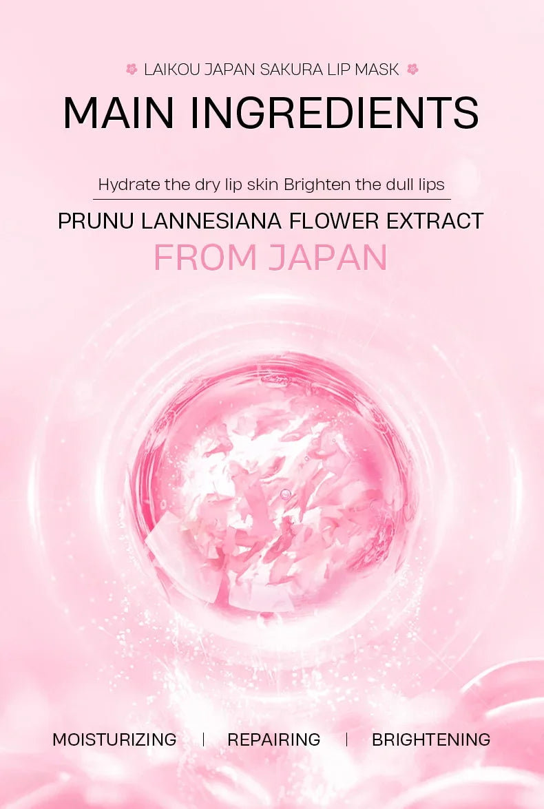 Laikou Sakura Lip Mask 8g Overnight Treatment Hydrating Moisturizing Repair Dry Chapped Lips Nourishing Care Peel Off