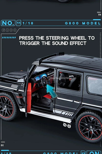 G800 Model Car 1:18 Alloy Diecast Metal Off-Road Vehicles Collection With Sound & Light Toy Cars Gift Series