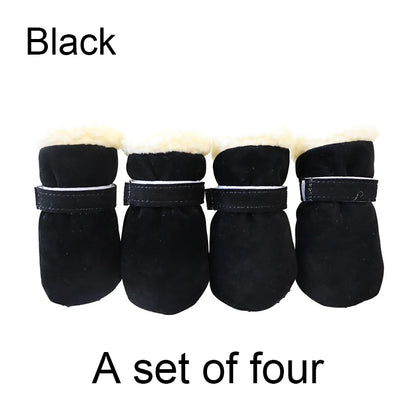 Winter Waterproof 4Pcs Warm Non-slip Snow Boots for Small Breeds Dogs Puppy Outdoor Walking Dog Socks Bootie Pet Paw Care