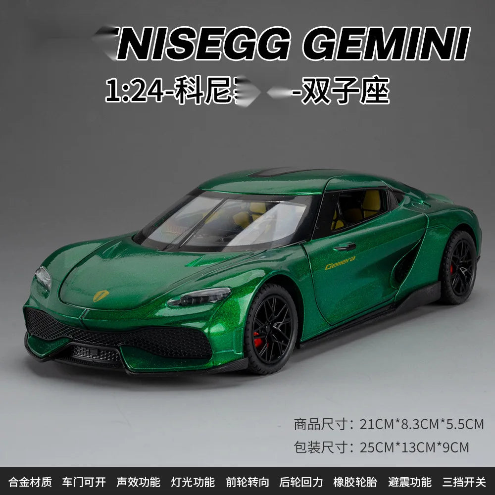 Koenigsegg Gemera 1:24 Car Alloy Diecast Model Collect Hobby Model Ornaments Gift For Friend Pull Back Toy New Style Sports Car