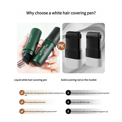 QXQY 2 in 1 Hair Color Pen Comb｜Instant Root Touch Up for Gray Hair｜Painless Natural Cover｜Gentle Formula for Men & Women