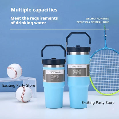 Thermal Water Bottle With Straw Outdoor Sport Coffee Cup Car Insulated Cup Tumbler Vacuum Flask Travel Thermal Mug 20oz/30oz
