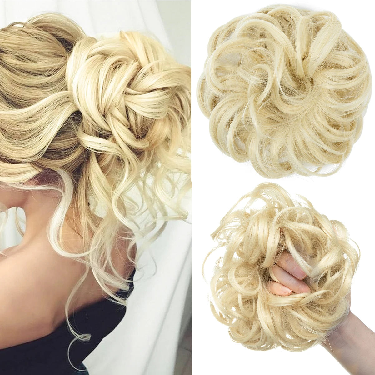 Synthetic Messy Hair Bun Extensions Big Curly Elastic Hair Scrunchies Hairpieces Chignon Donut Updo Hair Pieces for Women