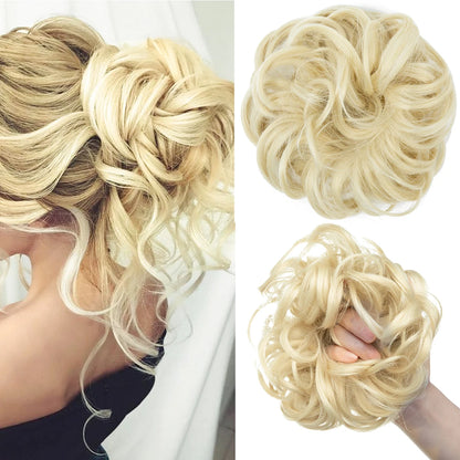 Synthetic Messy Hair Bun Extensions Big Curly Elastic Hair Scrunchies Hairpieces Chignon Donut Updo Hair Pieces for Women