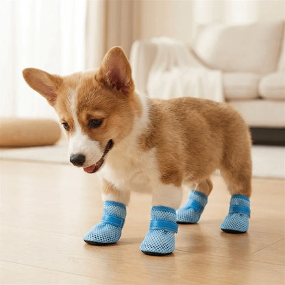 Adjustable Soft Sole Dog Mesh Shoes Non-Slip Wear Resistant Pet Dog Boots Thin Cooling Dog Shoe Cover Summer Season