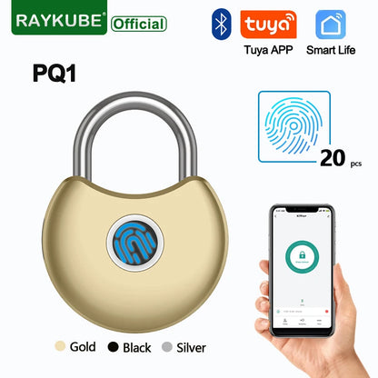 RAYKUBE PQ1 Tuya Smart Fingerprint Padlock with USB Charging Waterproof Tuya/Smart Life APP Unlock For Cabinet Door Lock Drawer