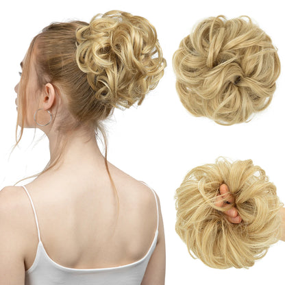 Synthetic Messy Hair Bun Extensions Big Curly Elastic Hair Scrunchies Hairpieces Chignon Donut Updo Hair Pieces for Women