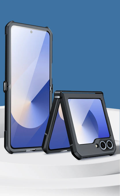 Xundd For Samsung Z Flip 7 Case Galaxy Z Flip 3 4 5 6 Case Airbag Shockproof Shell Back Clear Cover with Glass For 갤럭시 z플립7